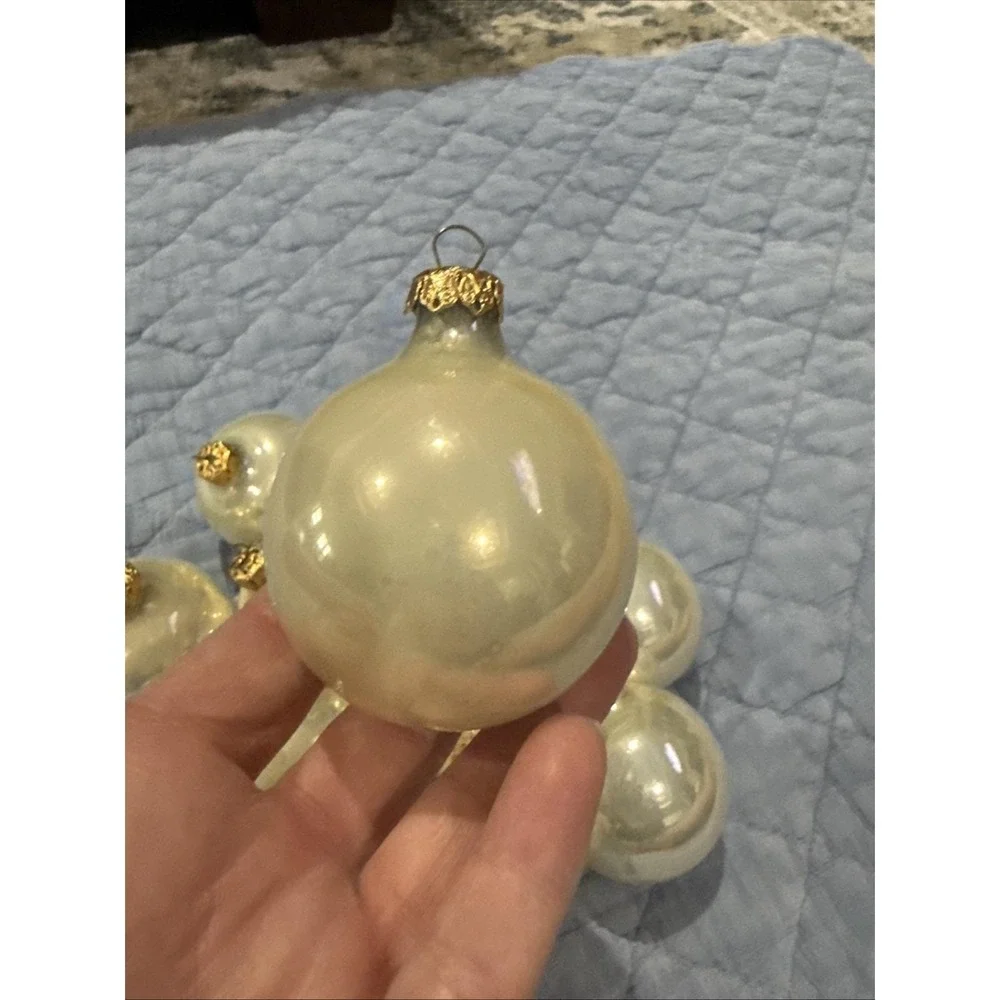 Vintage Set Of 11 Champagne Color Mercury Glass Ornaments 3in Germany
